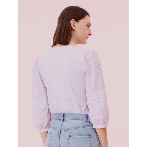 NWT Women Size Small Rebecca Taylor La Vie Voile Sleeve Jersey Top in Lilac Wine - Picture 4 of 5
